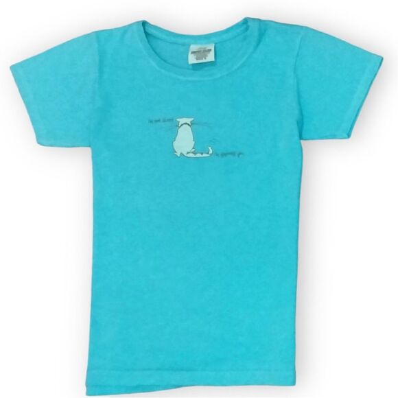 SMALL Ladies Distressed Blue Tee -  I'm Not Aloof ... I'm Ignoring You NEW - Picture 1 of 9